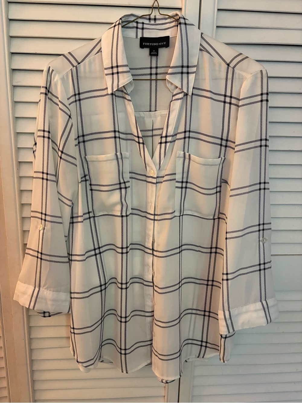 Fortune + Ivy White Plaid Button-Down Shirt